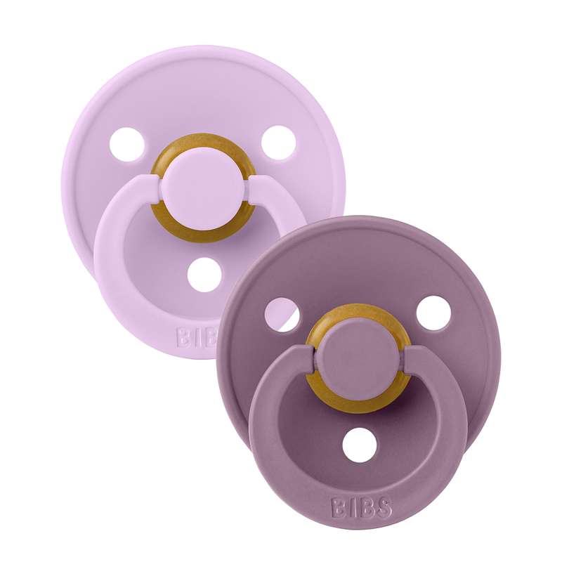 BIBS Symmetrischer Farbschnuller - 2er Pack - Größe 2 - Naturkautschuk - Violet Sky/Mauve