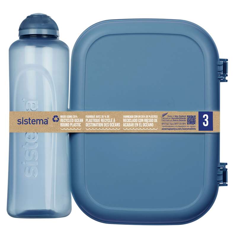 Sistema Ocean Bound Lunchbox und Trinkflasche - Ribbon Lunch To Go - 1,1L - Mountain Blue