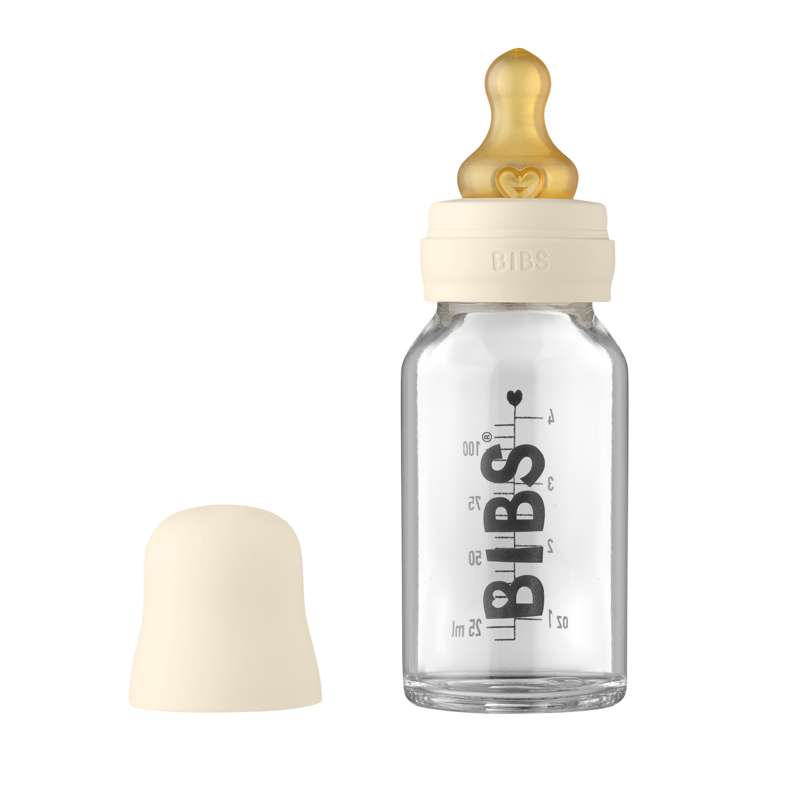 BIBS Flasche - Komplettes Flaschenset - Klein - 110 ml - Elfenbein