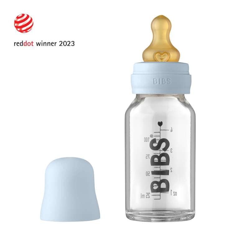 BIBS Flasche - Komplettes Flaschenset - Klein - 110 ml - Babyblau