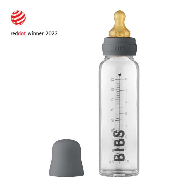 BIBS Flasche - Komplettes Flaschenset - Groß - 225 ml - Iron