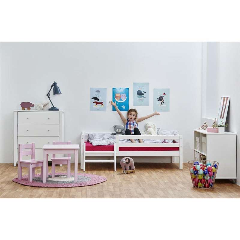 Hoppekids ECO Dream - Juniorbett mit Leiter und Bettgitter - 70x160 cm - Weiß