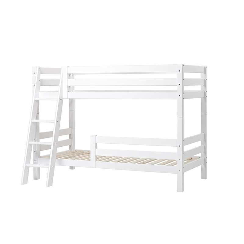 Hoppekids ECO Luxury - Etagenbett mit 1/2 Bettschutz - Schräge Leiter - 150 cm (verschiedene Größen) - Weiß