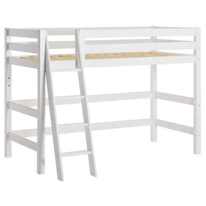 Hoppekids ECO Luxury - Mittelhohes Bett mit schräger Leiter (verschiedene Größen) - Weiß
